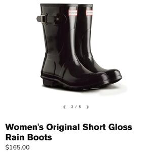 Hunter Women's Black Gloss Rain Boots Size 7